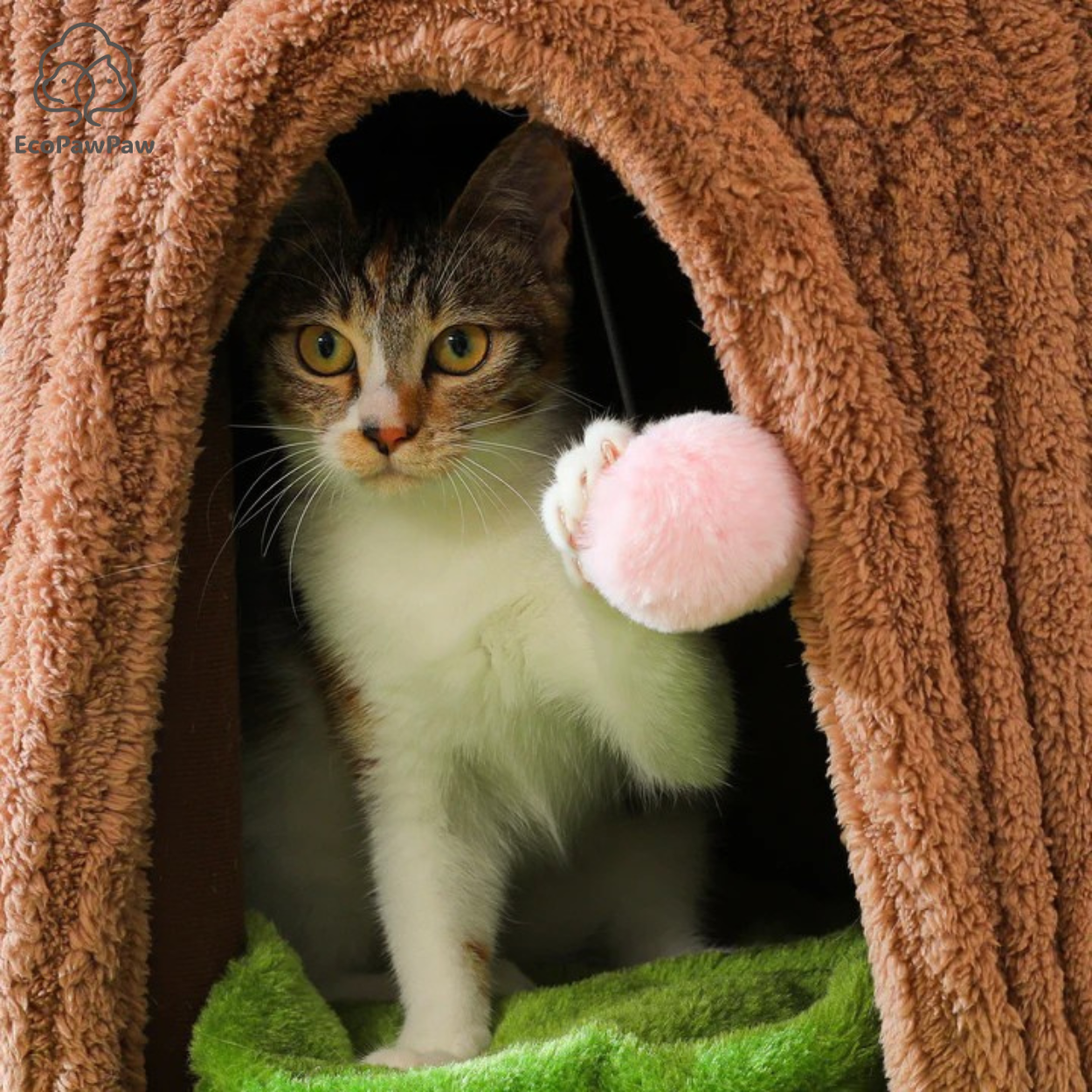 EcoPawPaw Forest Cat Tree Tower with Flower Perch