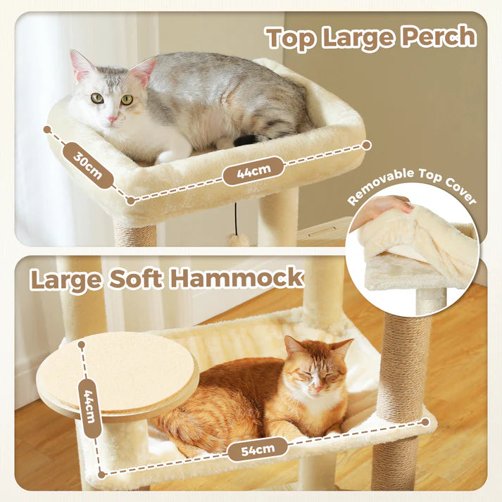 Wooden Cat Tree with Condo & Hammock
