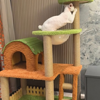 EcoPawPaw Forest Cottage Cat Tree Collection | Woodland Cat Tower with Cozy House, Scratching Posts & Lounge Bed