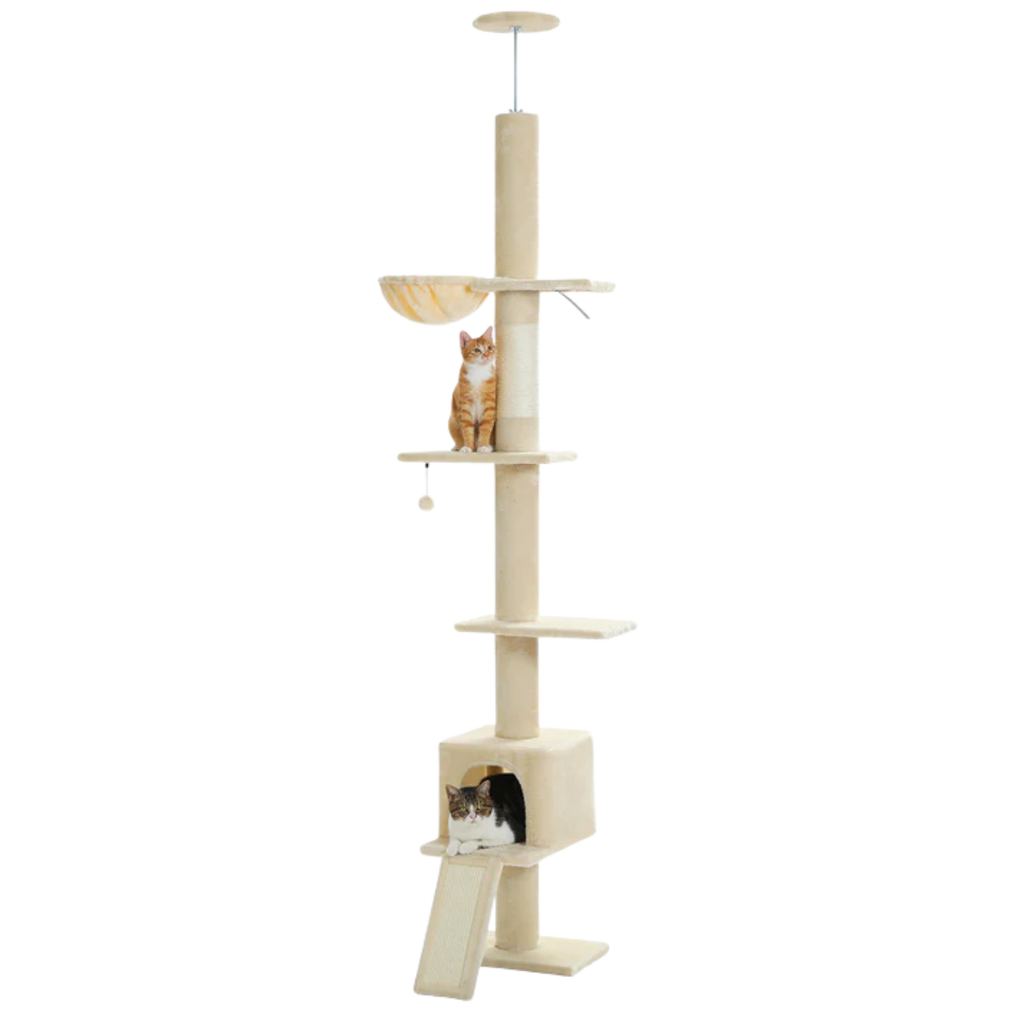 Floor to Ceiling Cat Tree with Condo & Hammock