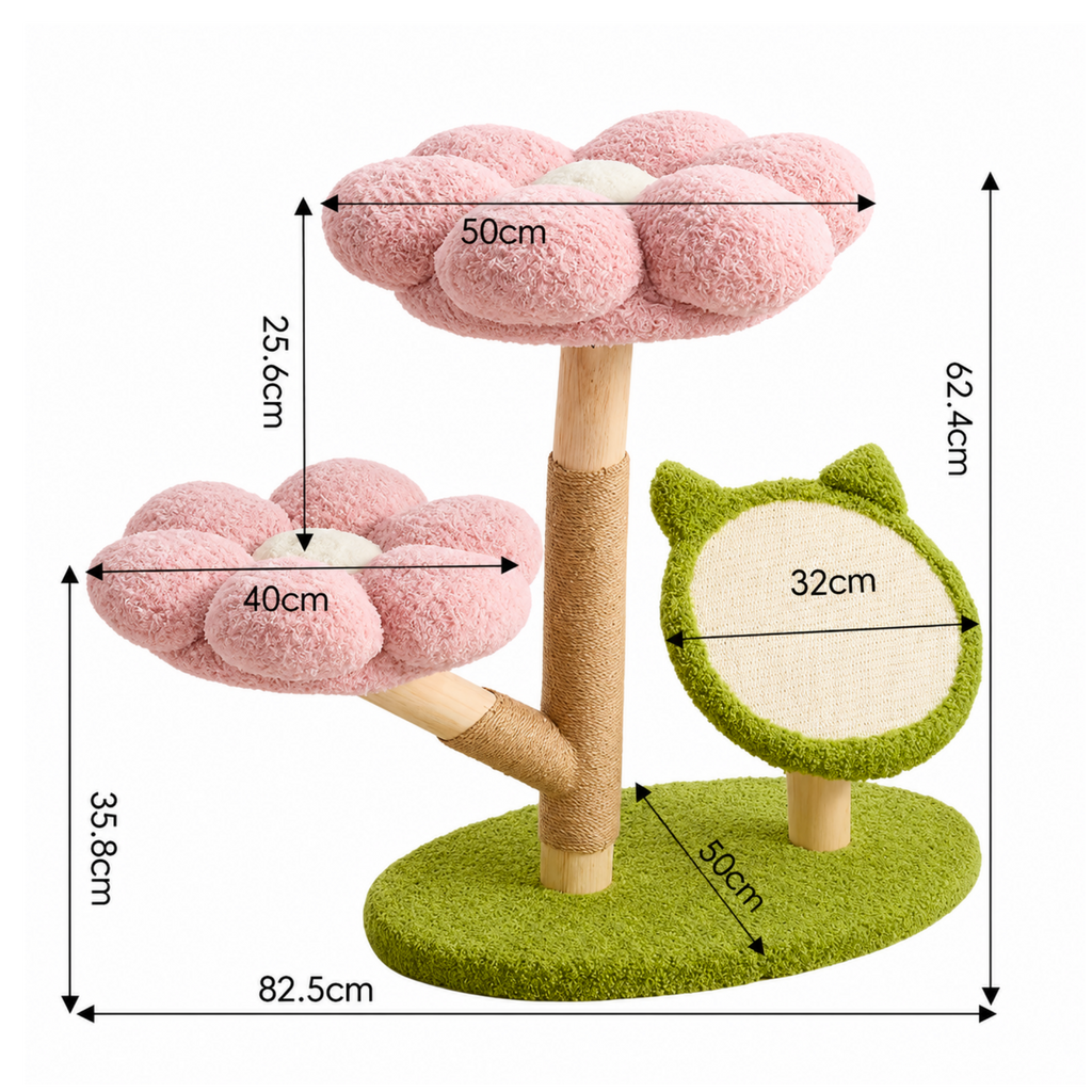 EcoPawPaw Four Seasons Bloom™ Solid Wood Cat Tree