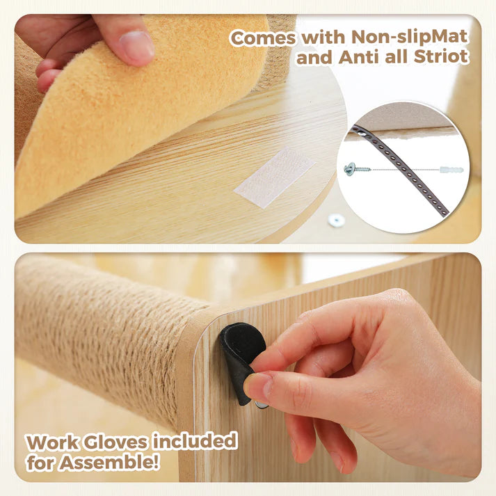 Wooden Cat Tree with Condo & Hammock