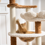EcoPawPaw 128cm Flower Cat Tree with Transparent Hammock & Sisal Scratching Posts