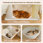 EcoPawPaw Luxury XXL Cat Tree for Large Cats – Multi-Level Cat Tower with 3 Hammocks, Spacious Condo & Thick Scratching Posts