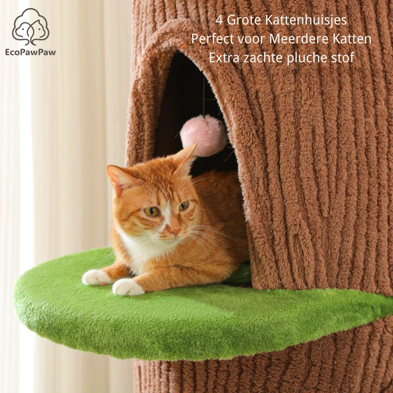 EcoPawPaw Forest Cat Tree Tower with Flower Perch