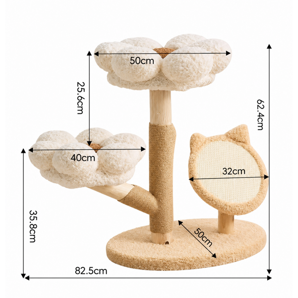EcoPawPaw Four Seasons Bloom™ Solid Wood Cat Tree