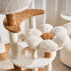EcoPawPaw 128cm Flower Cat Tree with Transparent Hammock & Sisal Scratching Posts