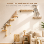 EcoPawPaw Natural Wall-Mounted Cat Climbing Set