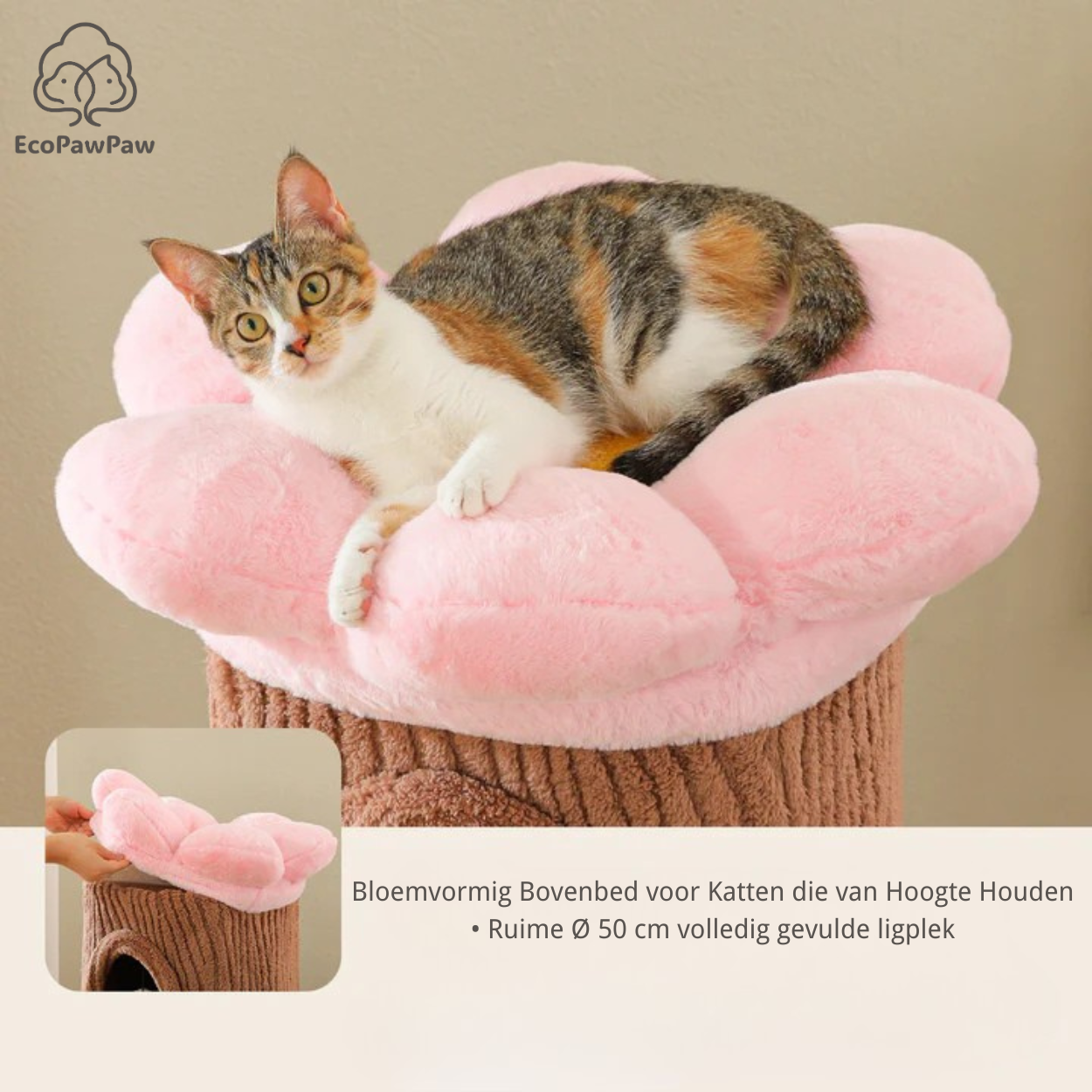 EcoPawPaw Forest Cat Tree Tower with Flower Perch