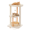EcoPawPaw 88cm Premium Beech Wood Cat Tree – Large Top Bed, Removable Cat Basket & Sisal Scratching Post
