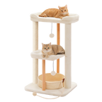 EcoPawPaw 88cm Premium Beech Wood Cat Tree – Large Top Bed, Removable Cat Basket & Sisal Scratching Post