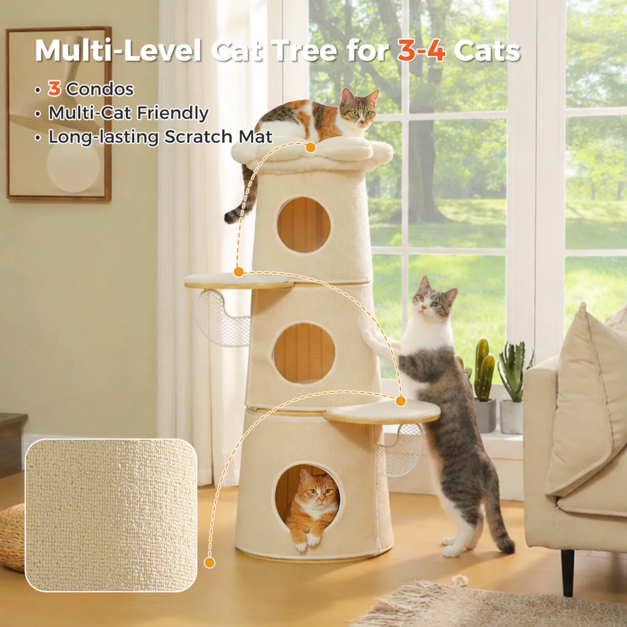 EcoPawPaw Modern Open-Air Cat Tower