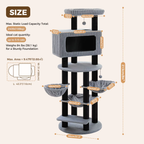 EcoPawPaw Luxury XXL Cat Tree for Large Cats – Multi-Level Cat Tower with 3 Hammocks, Spacious Condo & Thick Scratching Posts