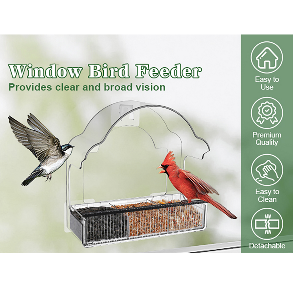 EcoPawPaw Clear Window Bird Feeder– Acrylic Weatherproof Bird Feeder for Outdoor Bird Watching