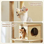 Wooden Cat Tree with Condo & Hammock
