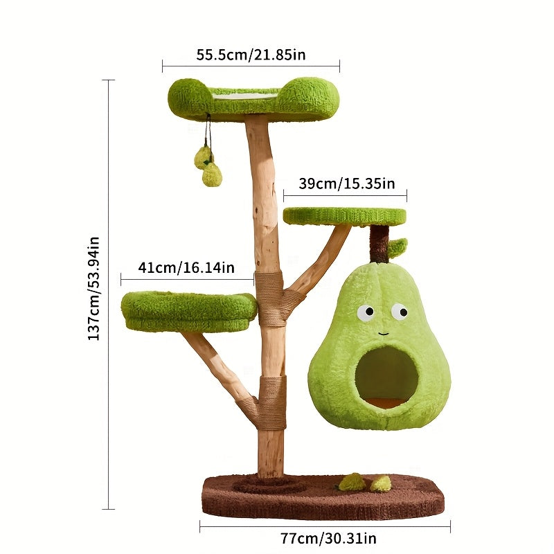 EcoPawPaw Natural Wood Cat Tree – A Little Fruit Paradise for Your Cat!
