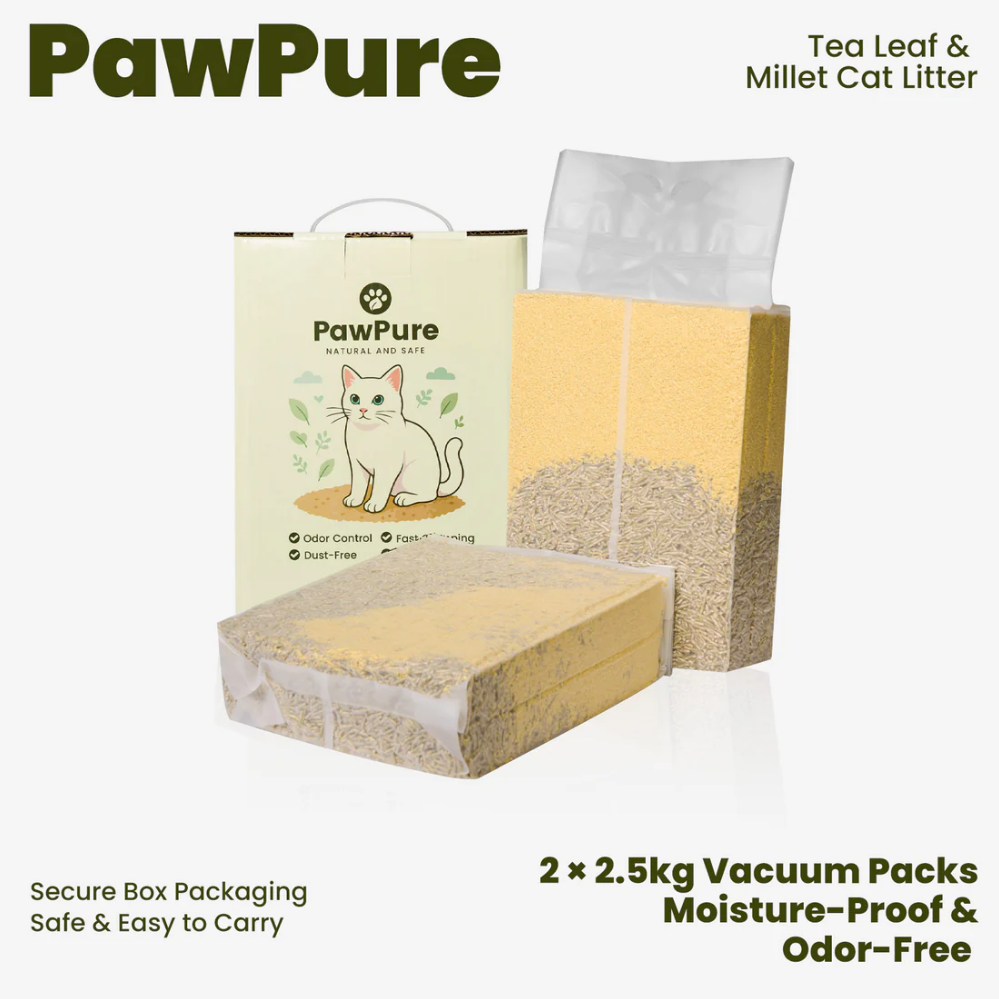 PawPure Tea Leaf & Millet Cat Litter