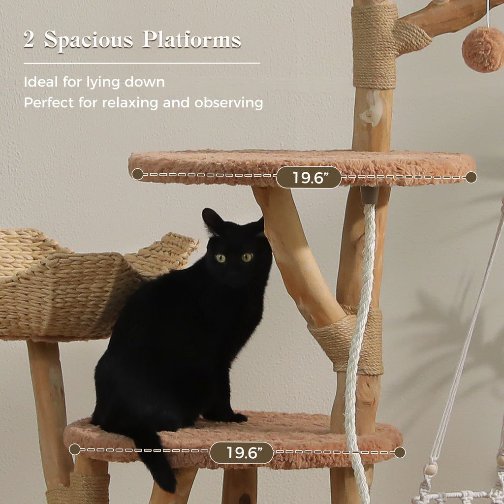 EcoPawPaw Luxury Natural Wood Cat Tree 180cm | Multi-Cat Tower