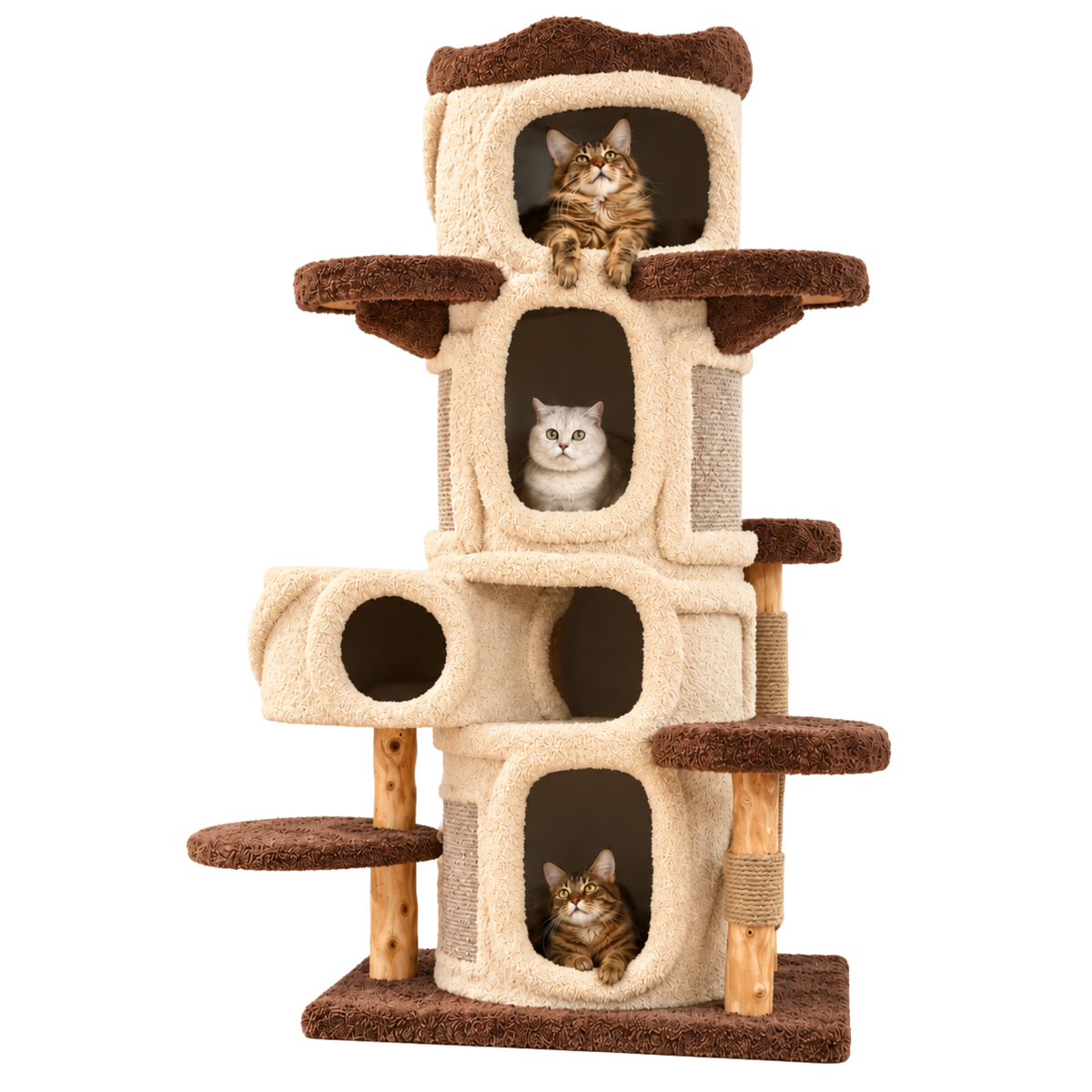 EcoPawPaw Treehouse MAX – XXL Natural Wood Cat Tree 177 cm