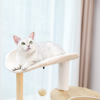 EcoPawPaw 124.5cm Japanese Minimalist Wooden Cat Tree – Modern Japandi Cat Tower with Scratching Post, Washable Pads & Perches