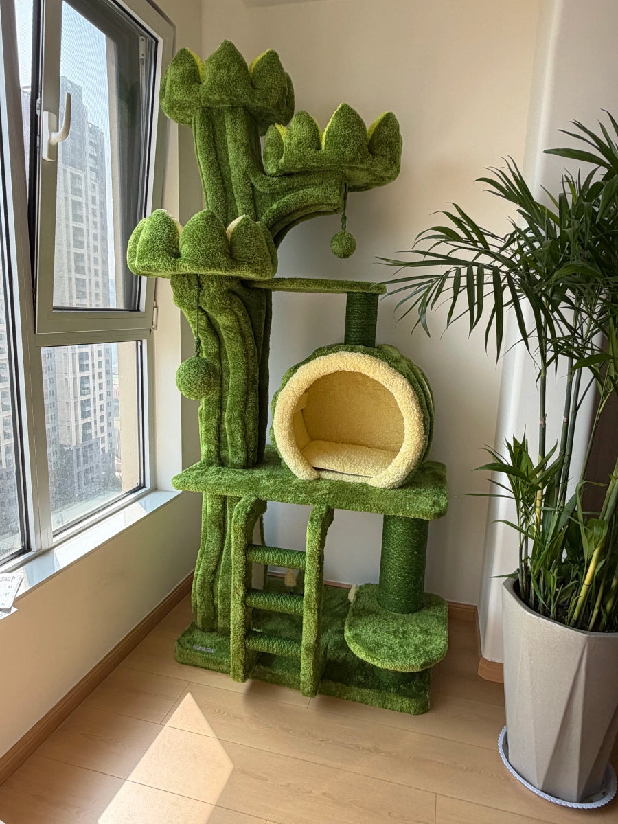 EcoPawPaw Lotus Forest Cat Tree – 204 cm Tall Multi-Level Cat Tower with Lotus Beds, Cat Cave & Sisal Scratching Posts