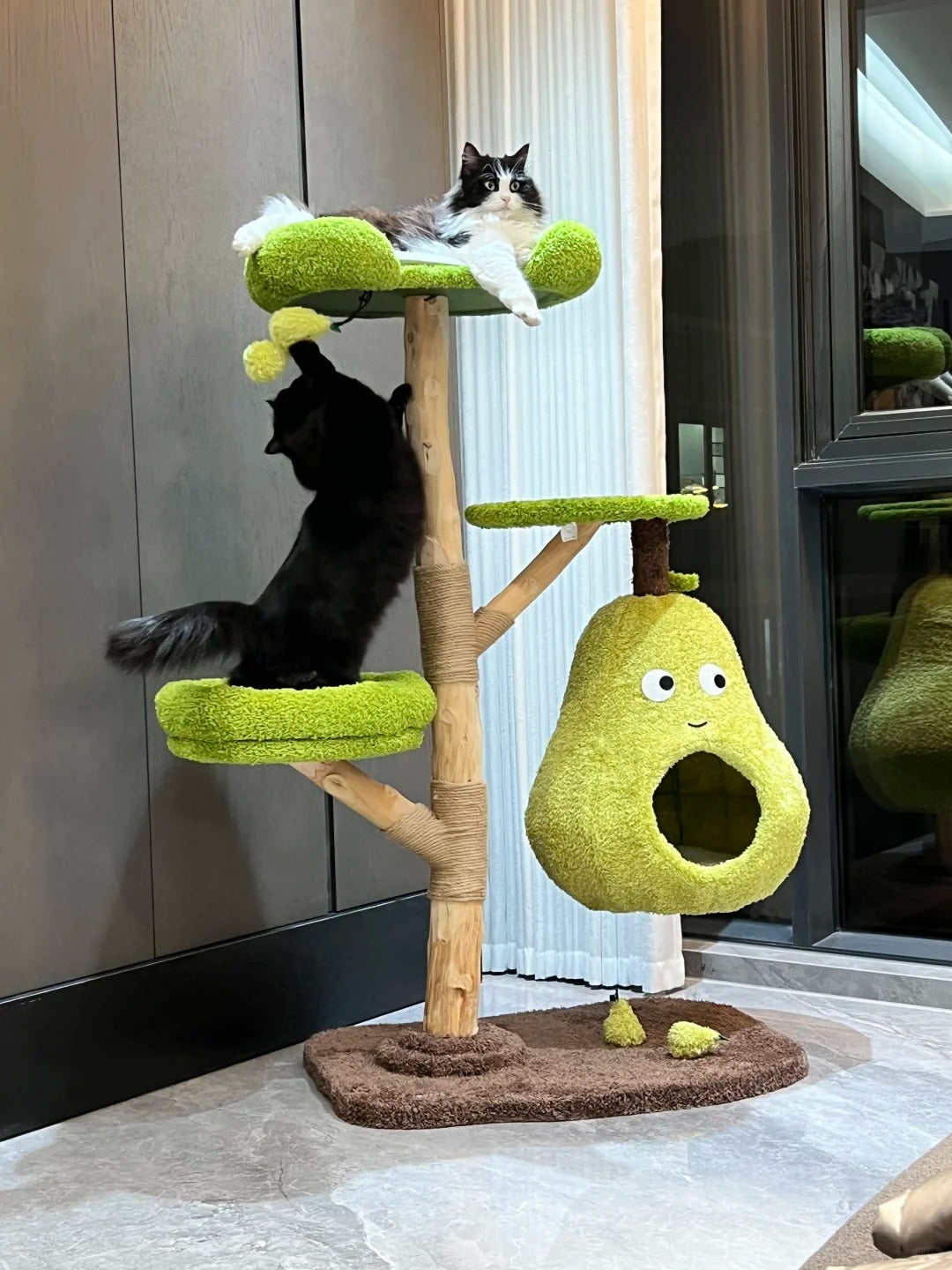 EcoPawPaw Natural Wood Cat Tree – A Little Fruit Paradise for Your Cat!