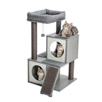 Solid Wood Cream Cat Tree with Top Perch