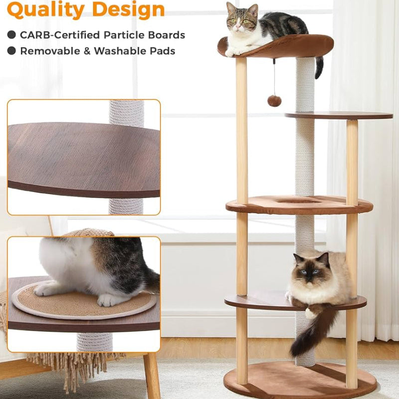 Japanese Minimalist Wooden Cat Tree