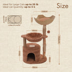 EcoPawPaw 102cm Natural Wood Cat Tree with Woven Basket & Cozy Cat House