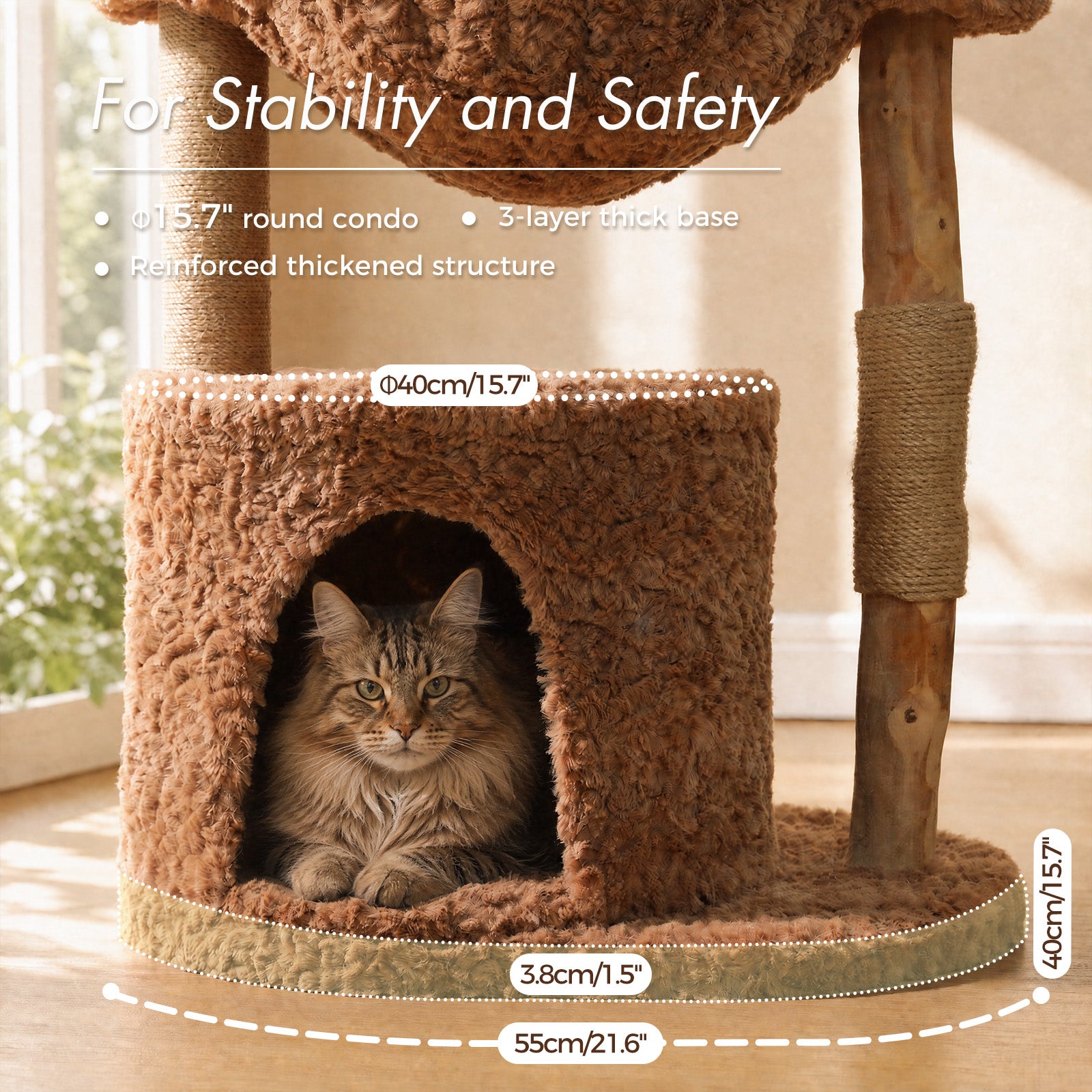 EcoPawPaw 102cm Natural Wood Cat Tree with Woven Basket & Cozy Cat House