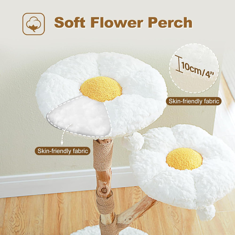 Diagram of plush flower-shaped cat tree perches with 10 cm thickness