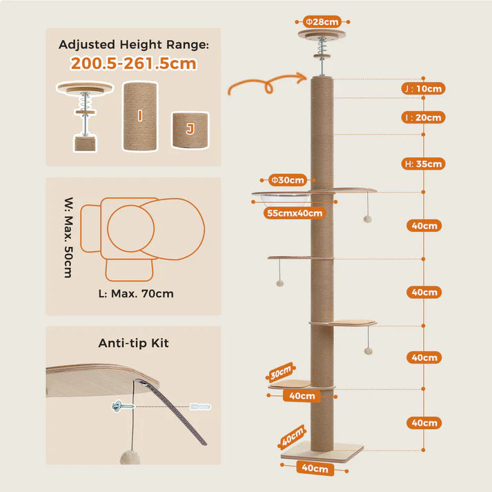 Solid Wood Floor-to-Ceiling Cat Tree