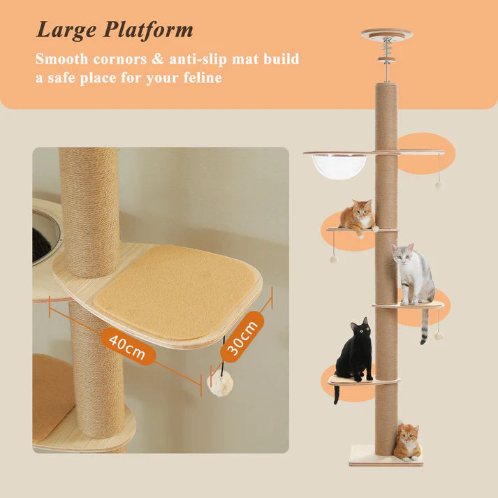 EcoPawPaw Solid Wood Floor-to-Ceiling Cat Tree