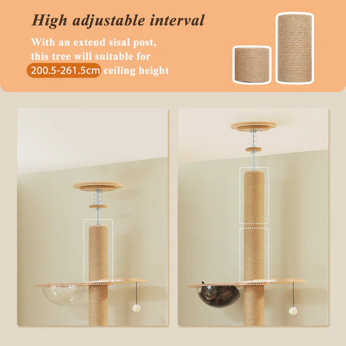 EcoPawPaw Solid Wood Floor-to-Ceiling Cat Tree