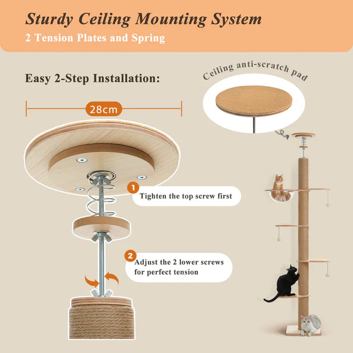 EcoPawPaw Solid Wood Floor-to-Ceiling Cat Tree