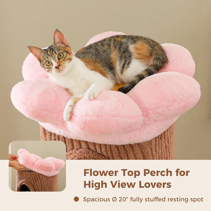 EcoPawPaw Forest Cat Tree Tower with Flower Perch