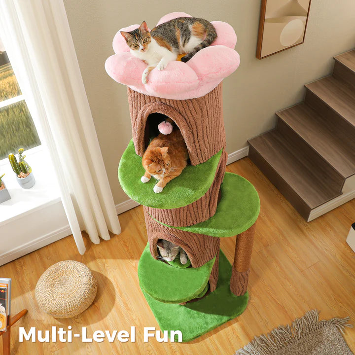 Forest Cat Tree Tower with Flower Perch