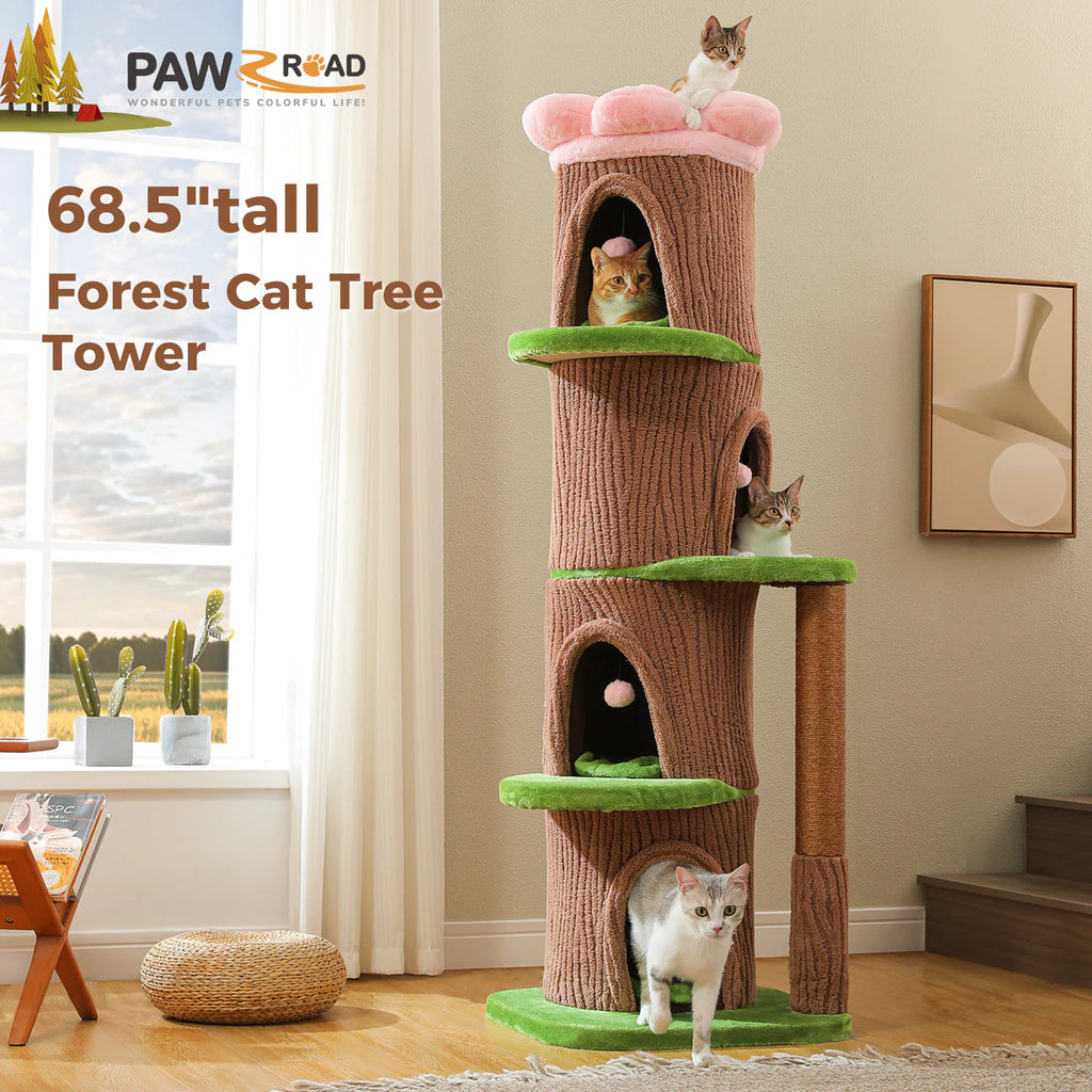 Forest Cat Tree Tower with Flower Perch