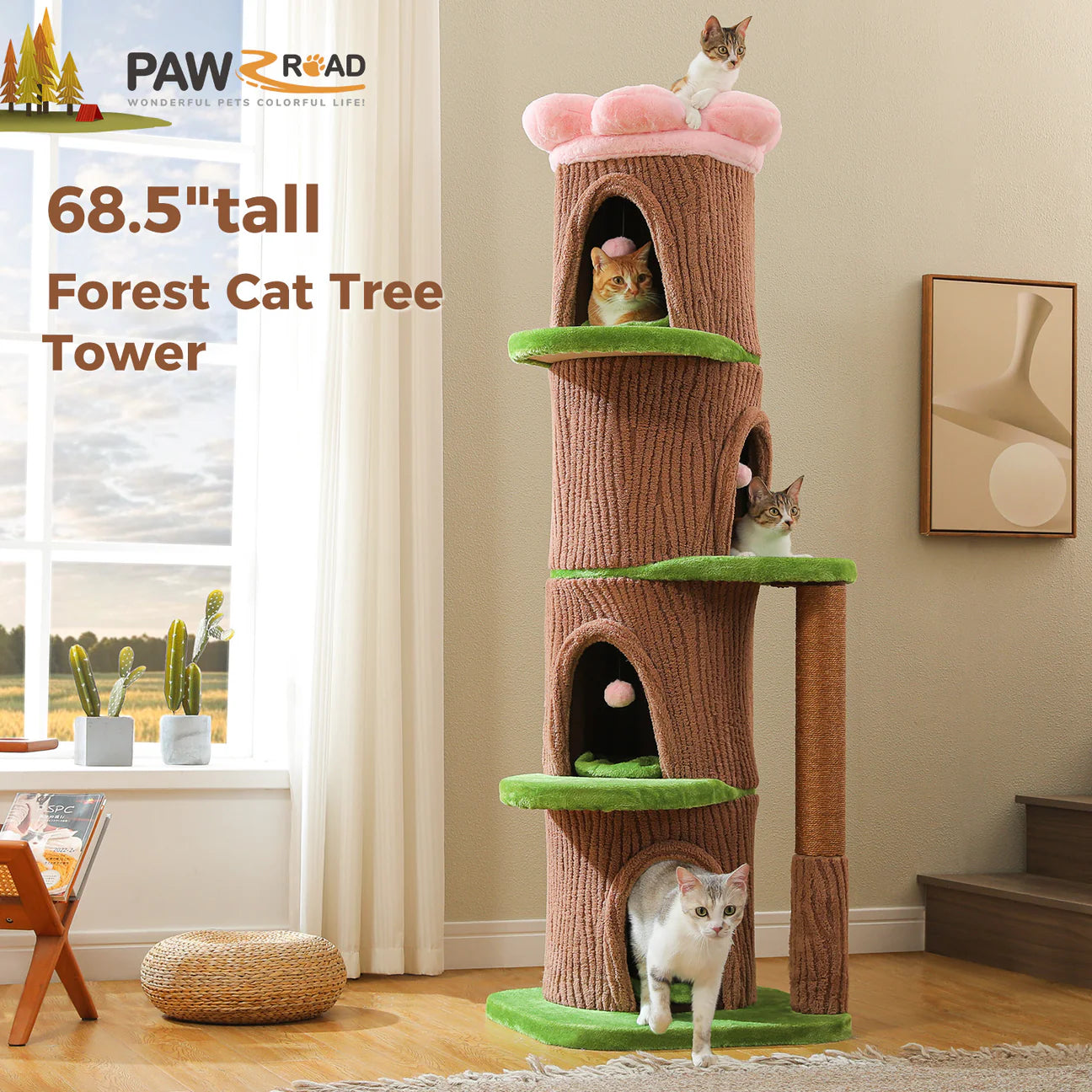 Forest Cat Tree Tower with Flower Perch