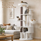 EcoPawPaw 188cm Luxury XXL Cat Tree for Large Cats – Heavy-Duty Multi-Level Cat Tower with 2 Hammocks, Large Condo & 8.9cm Thick Scratching Post