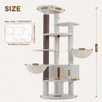 EcoPawPaw 188cm Luxury XXL Cat Tree for Large Cats – Heavy-Duty Multi-Level Cat Tower with 2 Hammocks, Large Condo & 8.9cm Thick Scratching Post