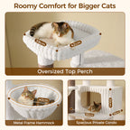 EcoPawPaw 188cm Luxury XXL Cat Tree for Large Cats – Heavy-Duty Multi-Level Cat Tower with 2 Hammocks, Large Condo & 8.9cm Thick Scratching Post