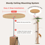 EcoPawPaw Adjustable Floor-to-Ceiling Cat Tree 245–305 cm – Tall Wooden Cat Tower with 10.5 cm Thick Sisal Post, Clear Capsule & Adjustable Platforms