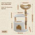 EcoPawPaw Natural Wood Cat Tree with Deep Wicker Basket