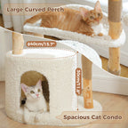EcoPawPaw Natural Wood Cat Tree with Deep Wicker Basket