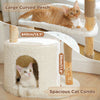 Cat tree diagram showing a curved perch and a 40 by 30 cm condo