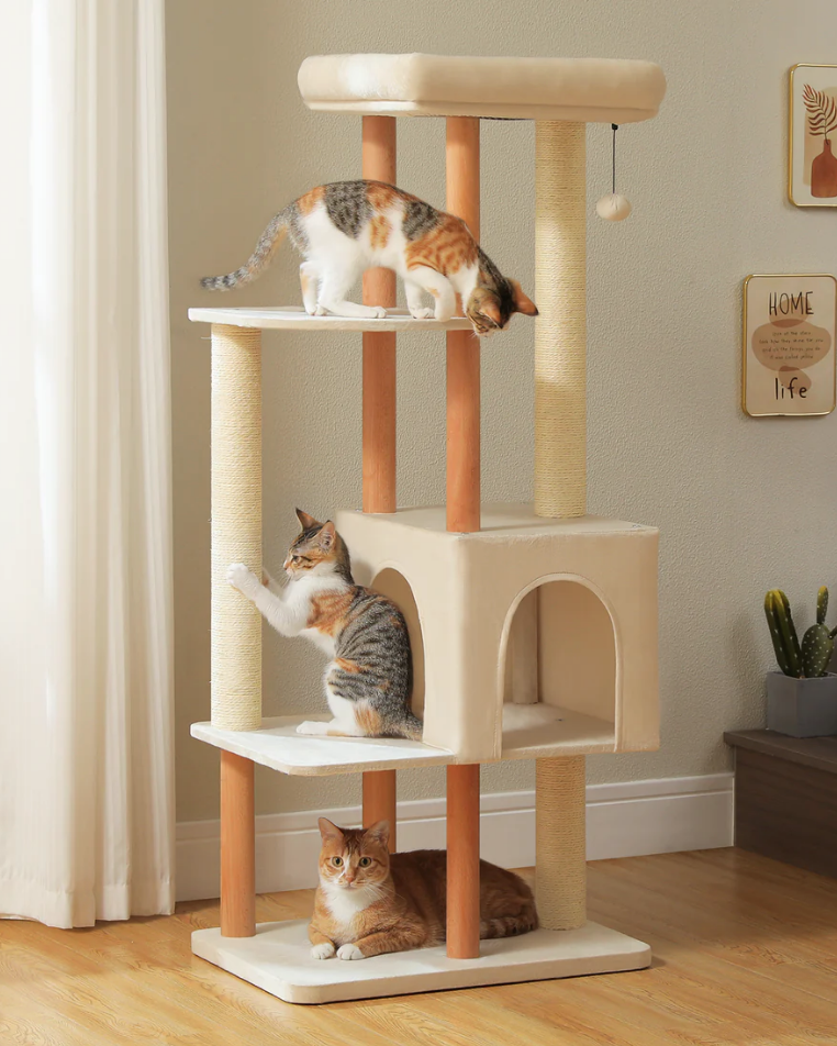 Cat Tree Tower Scratching Post Scratcher Wooded(135CM)