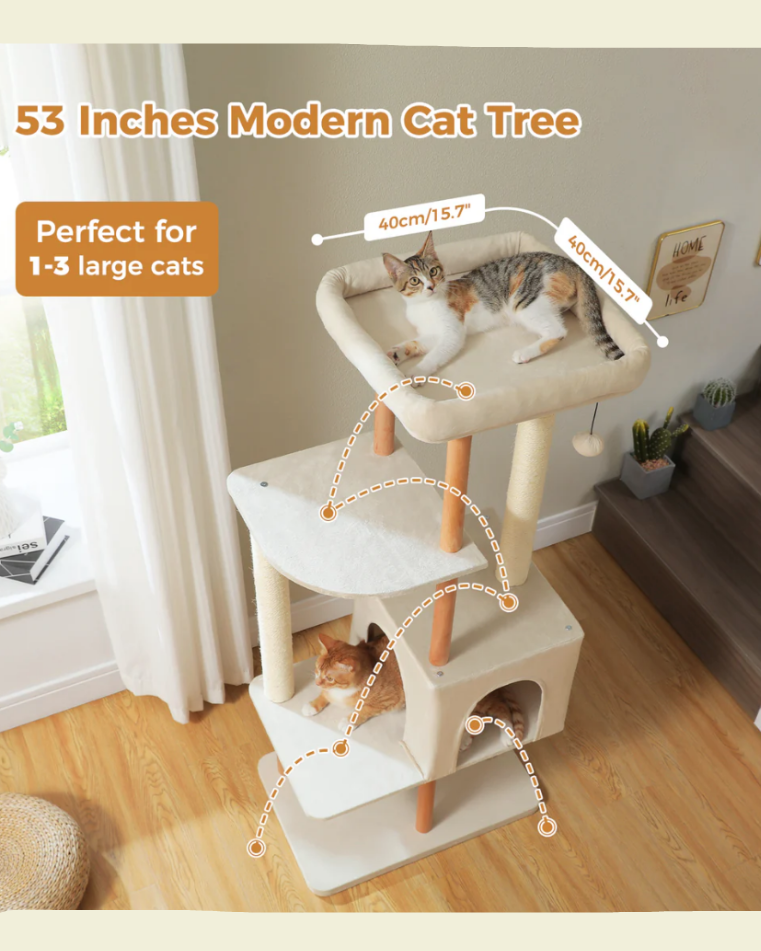 Cat Tree Tower Scratching Post Scratcher Wooded(135CM)
