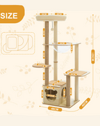Wood Cat Tree Tower Scratching Post(135 cm)