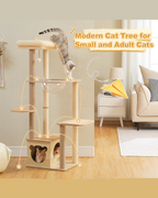 Wood Cat Tree Tower Scratching Post(135 cm)